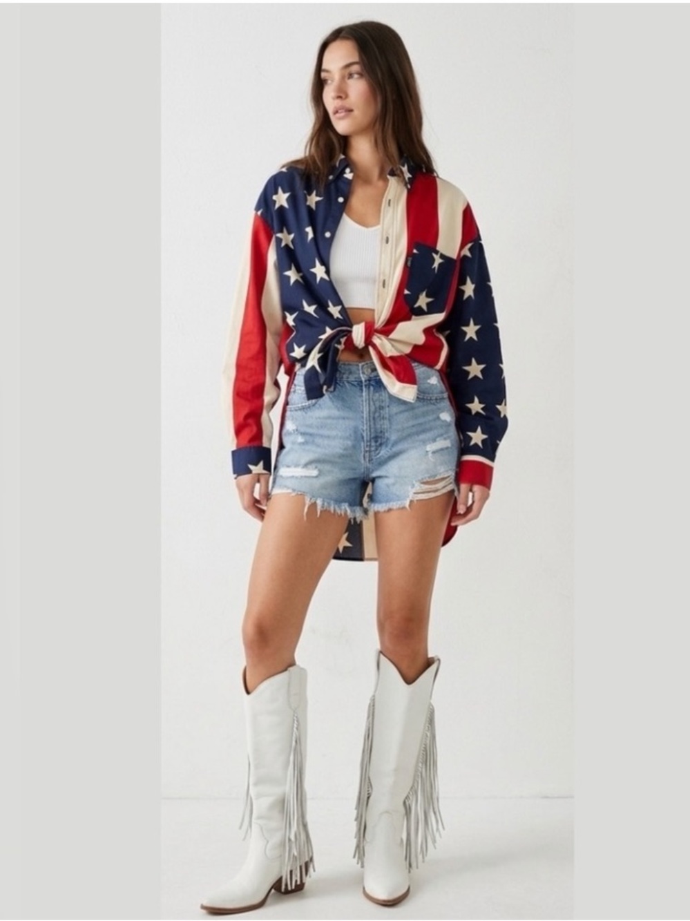 Vtg 90s Brooks & Dunn Panhandle Slim Unisex American Flag Western Shirt M Fits L